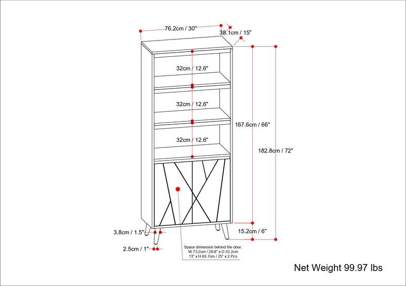 Jager - Bookshelf With Doors - Natural