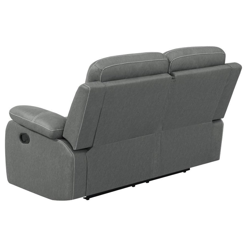 Nova - Upholstered Padded Arm Reclining Loveseat - Dark Gray