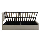 Queen Size Sleigh Bed with Side-Tilt Hydraulic Storage System, Linen Upholstery, Gray