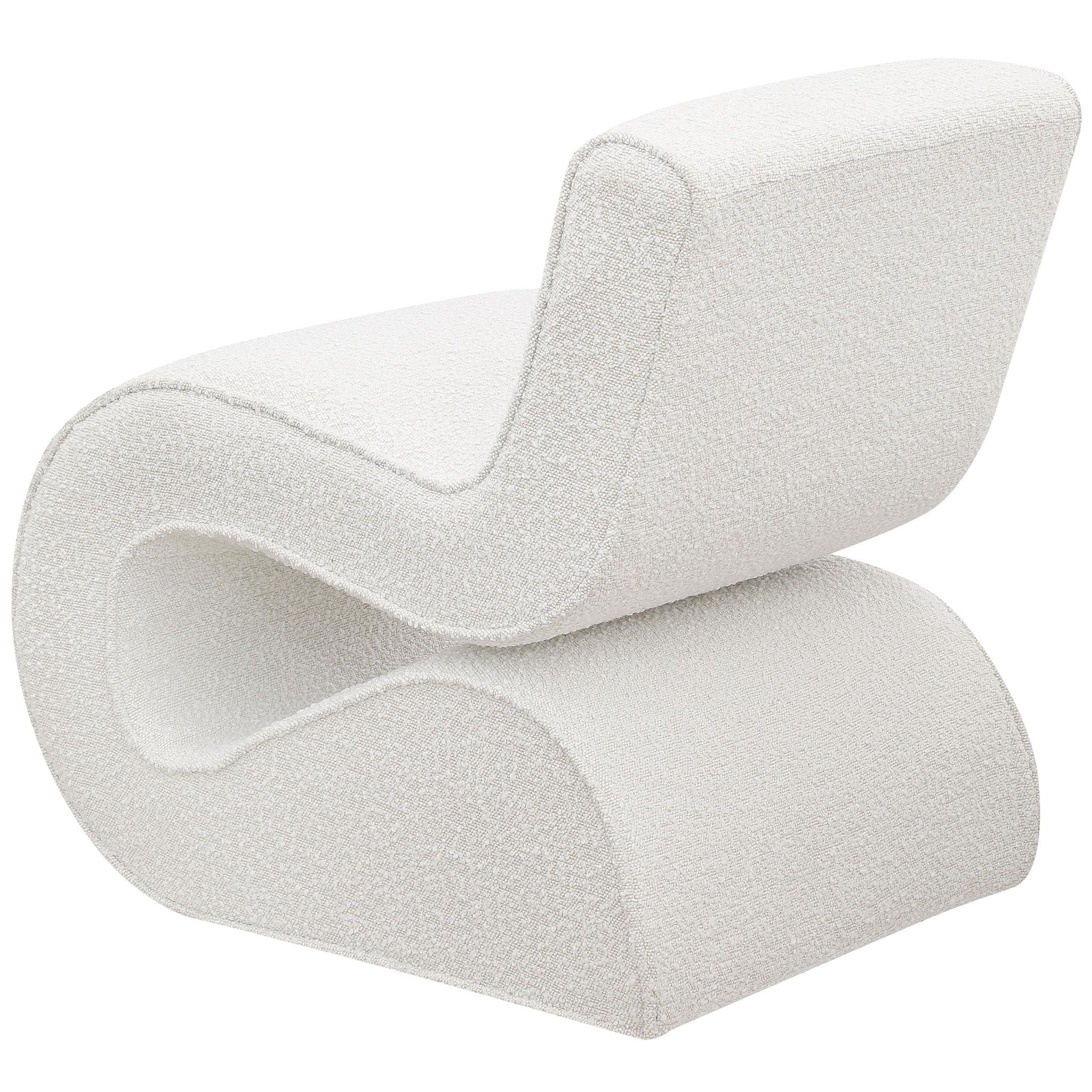 Ronea Boucle Upholstered Armless Curved Chair Cream - Atlantic Fine Furniture Melbourne FL