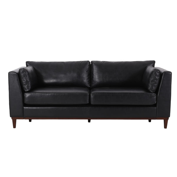 Contemporary 3 Seater Sofa With Tuxedo Arms - Black