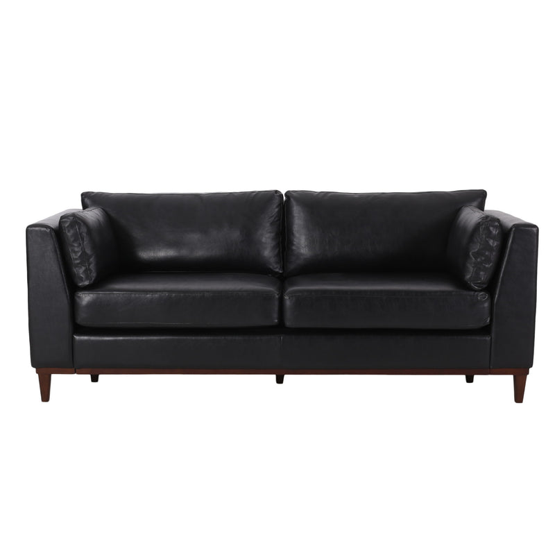 Contemporary 3 Seater Sofa With Tuxedo Arms - Black
