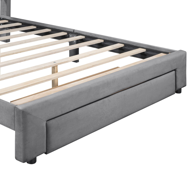 Storage Elegant Upholstered Platform Bed With Drawer