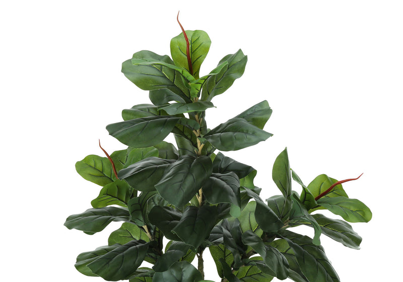 Artificial Plant, 47" Tall, Fiddle Tree, Indoor, Faux, Fake, Floor, Greenery, Potted, Real Touch, Decorative - Green / Black