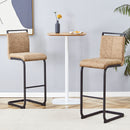 Modern Tech Fabric Bar Stool (Set of 2) With Metal Legs 42.5" Tall For Home Bar & Restaurant - Black / Brown