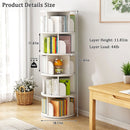 5 Tier Rotating Bookshelf, 360° Spinning Design, Space Saving Storage, For Home And Office - White