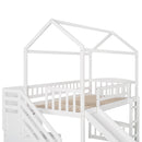 Twin Loft Bed with Two Drawers and Slide, House Bed with Slide, White (Old SKU: LP000130AAK)