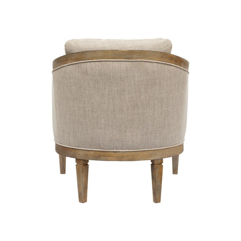 Classic Chair With Solid Wood Frame And Jacquard Upholstery - Beige
