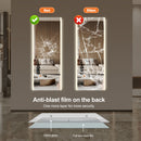 Frameless Full Length LED Mirror With 3 Color Changing Light And Explosion Proof Glass - Silver