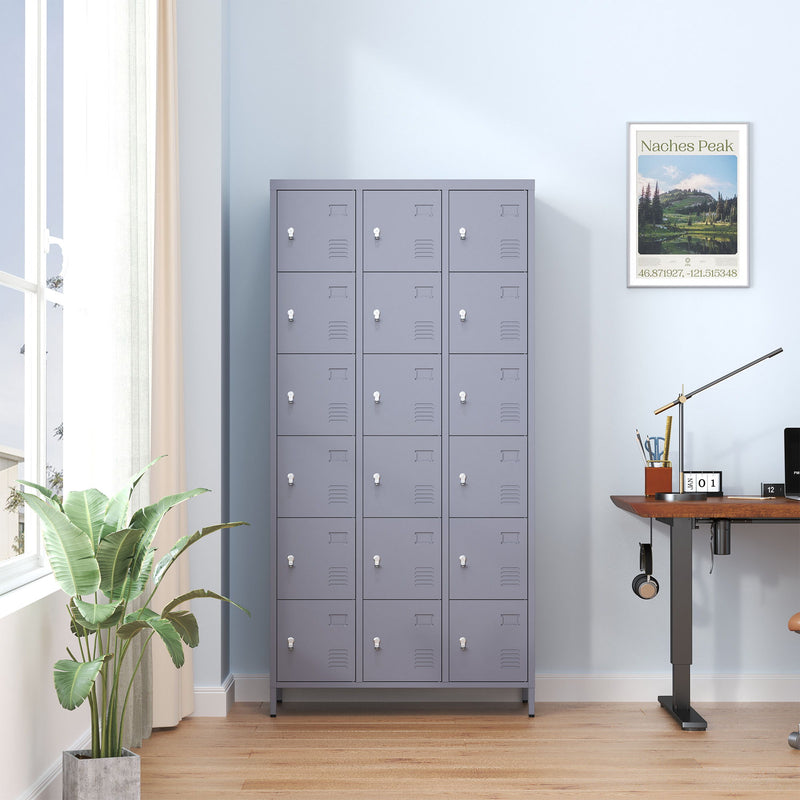 Lockers 18 Door With Lock For Employees, Storage Cabinet For Home Gym Office School Garage - Gray