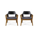 Soho - Transitional Style Outdoor Club Chair (Set of 2) With Cushions - Teak