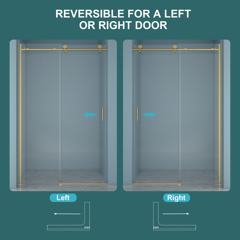 Single Sliding Bypass Shower Door Enclosure With Tempered Glass