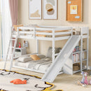Bunk Bed With Ladder, Slide, And Shelves Pine Wood