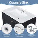 30" Bathroom Vanity With Sink, 1 Door With Shelf And 3 Drawers, Soft Close Door - Black