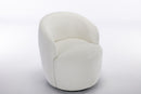 Chenille Fabric Swivel Accent Armchair Barrel Chair With Powder Coating Metal Ring