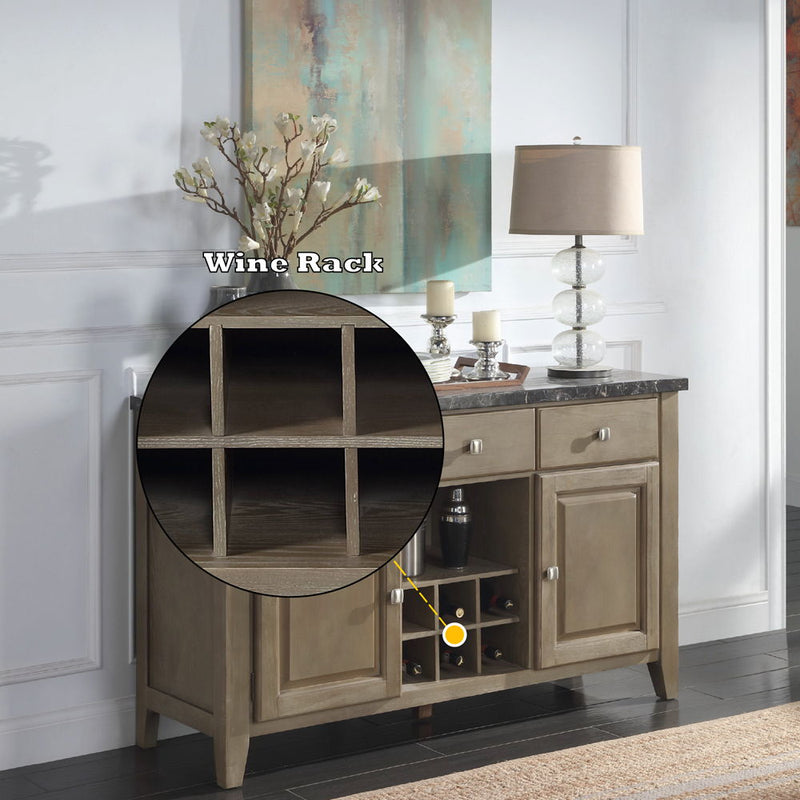 Charnell - Server - Marble & Oak Finish - Atlantic Fine Furniture Inc