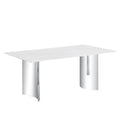 Modern Minimalist Dining Table With Marble Glass Top