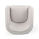 Modern Upholstered Swivel Club Chair With Nailhead Trim