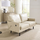 Mid Century Modern Loveseat Sofa With USB Ports, Removable Pillow Cover