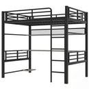 Full Size Loft Bed Frame With Storage Shelf And LED Light - Black