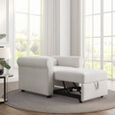 Modern 3 In 1 Convertible Sleeper Chair Bed, Linen Upholstery, Adjustable Backrest