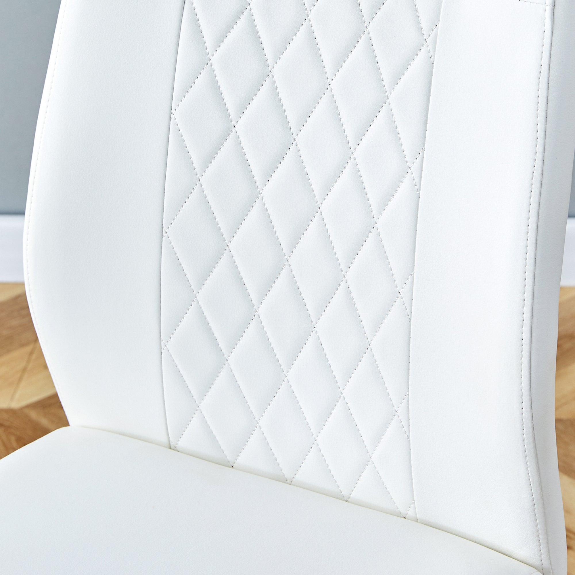 Modern dining chairs with faux leather upholstered seats - dining room chairs with metal legs, suitable for kitchen, living room, bedroom, dining room side chairs, set of 6 pieces (white+PU leather)