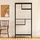 Modern Cube Storage Shelf With 4 Compartments & Metal Legs, Freestanding Organizer For Living Room, Bedroom, Home Office - Brushed Nickel