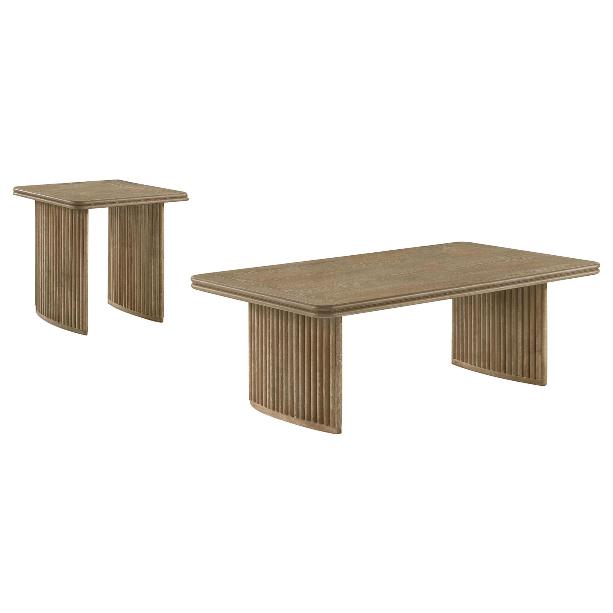 Adina 2-piece Wood Coffee Table Set Distressed Light Brown - Atlantic Fine Furniture Melbourne FL