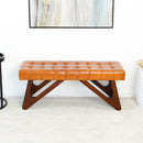 Mia - Bench With Buttons - Brown / Rustic
