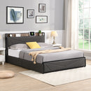 Full Bed Frame, Storage Headboard with Charging Station, Solid and Stable, Noise Free, No Box Spring Needed, Easy Assembly