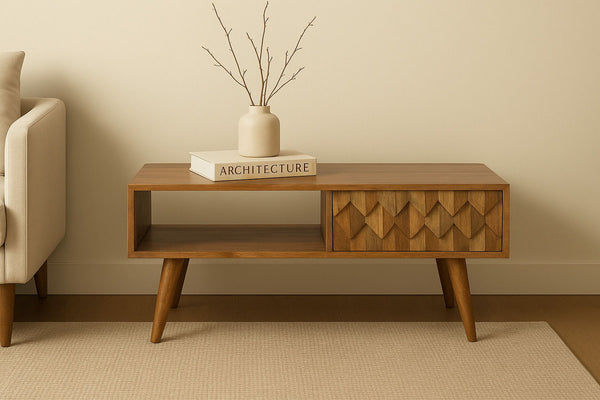 Pineapple Carve Sliding Media Unit - Oak