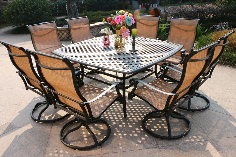 Square 63.98" Long Aluminum Dining Set