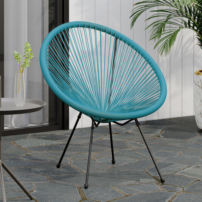 Lagoon - Outdoor Faux Rattan Accent Chair With Steel Frame - Teal