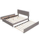 Upholstered Platform Bed With Classic Headboard And Drawers, No Box Spring Needed