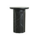 Outdoor Lightweight Concrete BMarble Effect Side Table, Living Room End Table - Black / Marble
