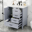 30" Bathroom Vanity With Sink, Bathroom Cabinet With A Door, 3 Drawers Legs, Adiustable Foot Pads - Gray