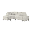 Versatile L Shaped Sofa Bed With Storage, Cup Holders, USB Ports Chenille