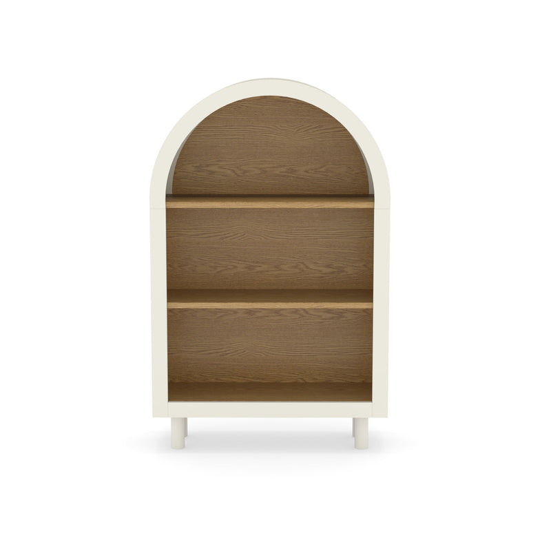 Arched Small Bookcase, Storage Cabinet, Bookshelf With 3 Shelves For Living Room - Oak / White