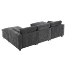 Modular Sectional With Storage Pockets, 5 Seat U Shaped Couch Set With Pillows, Free Combination Modern Cloud Sofa With 2 Movable Ottoman