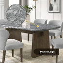 Dillon - Dining Table With Marble Top - Natural / Walnut