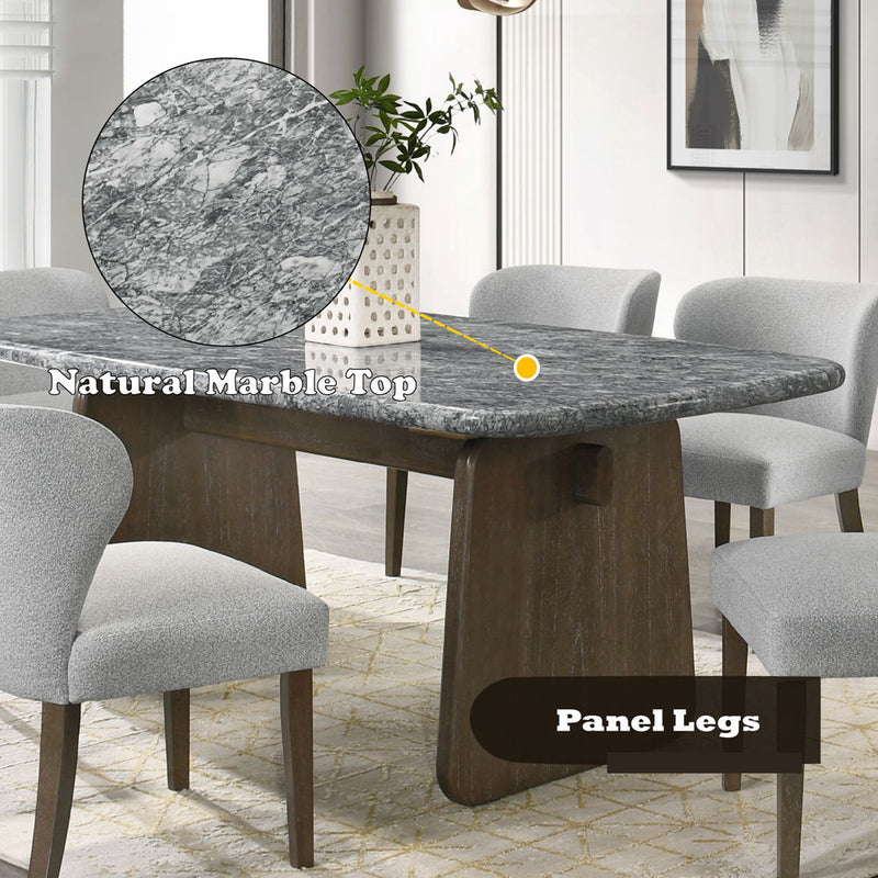 Dillon - Dining Table With Marble Top - Natural / Walnut