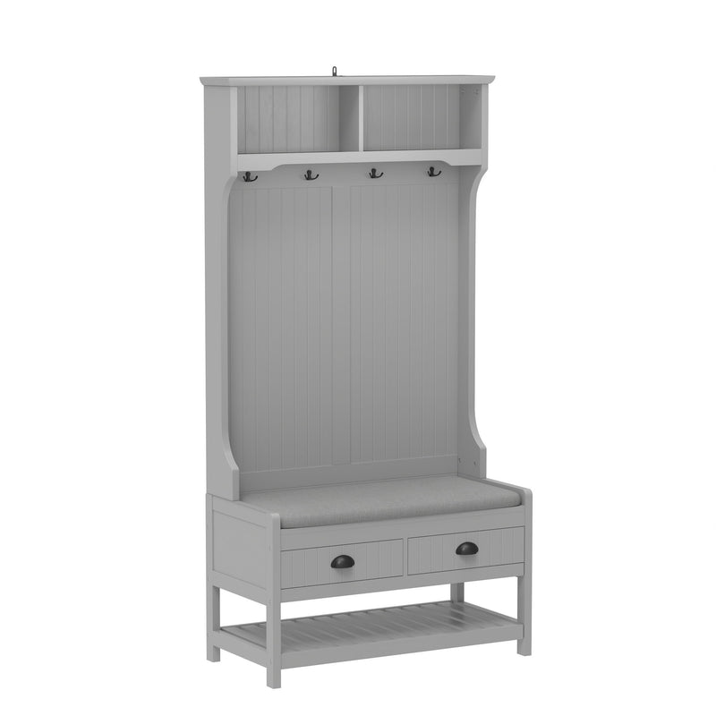 Modern 3 In 1 Hallway Hall Tree With Storage Drawers, Coat Rack, Shoe Rack Bench And Cushion