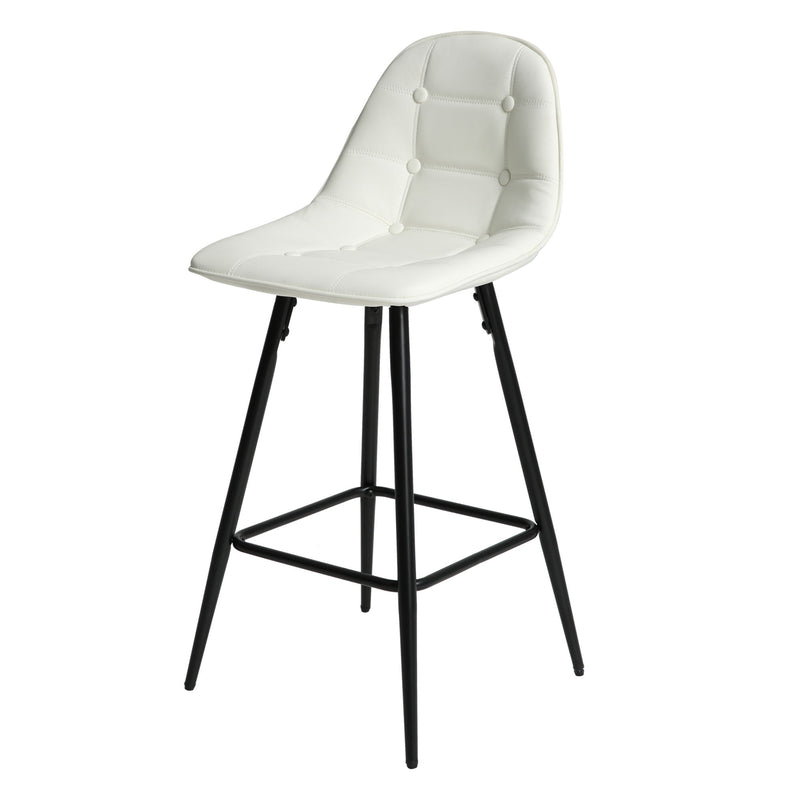 Modern Metal Counter Height Bar Stools With Back And Footrest (Set of 2)