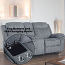 Zubaida - Two Tone Velvet Recliner Loveseat With USB Port Console