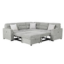 Emiliano - Sectional Sofa With 3 Pillows And Storage Ottoman - Nickel