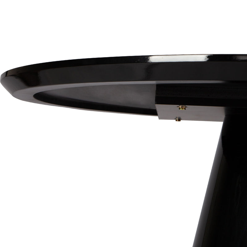 Modern High Gloss Minimalist Round Dining Table - Black