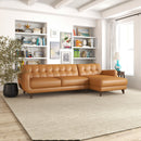 Allison - Mid-Century Modern Leather Sectional Sofa Chaise