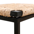 25" Height Backless Water Hyacinth Woven Bar Stools With Footrest (Set of 2) - Natural