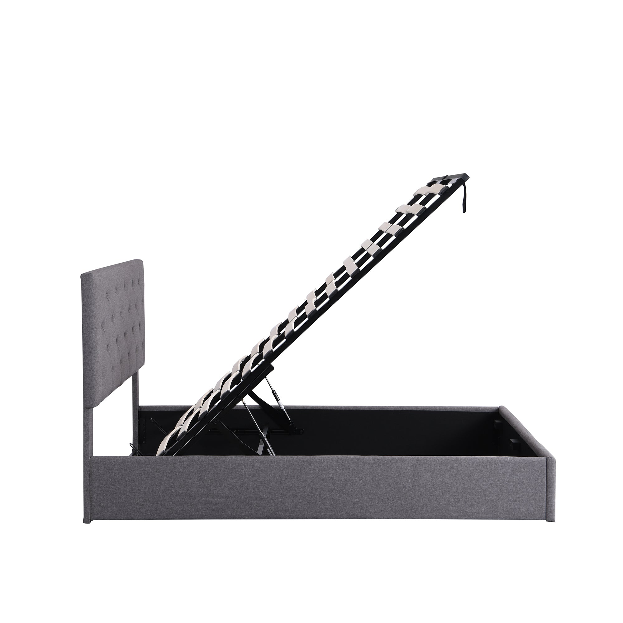 Queen size Upholstered Platform bed with a Hydraulic Storage System - Gray