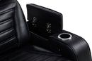Zuma - Faux Leather Dual Power Reclining LED Loveseat - Black